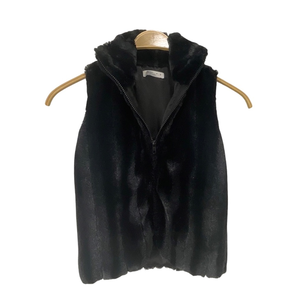 Pinc Premium Black Faux Fur Zippered Vest Size 6
